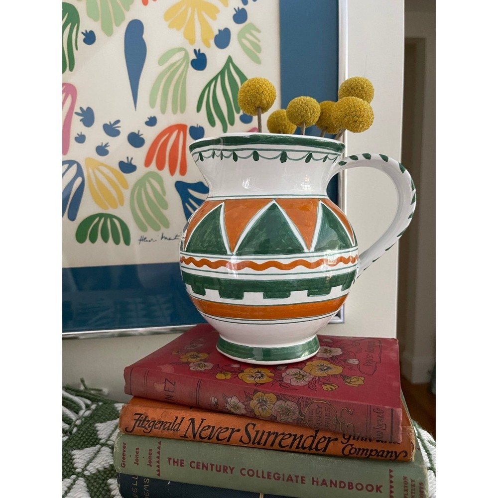 Handpainted Italian Pottery Jug with Selva Rhino Crest